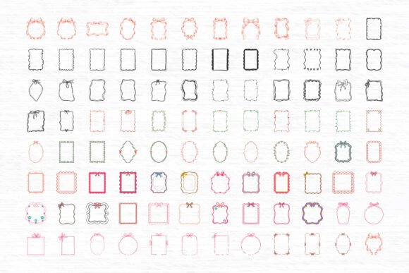 96 Coquette Frame Clipart SVG Bundle: Feminine Design Assets