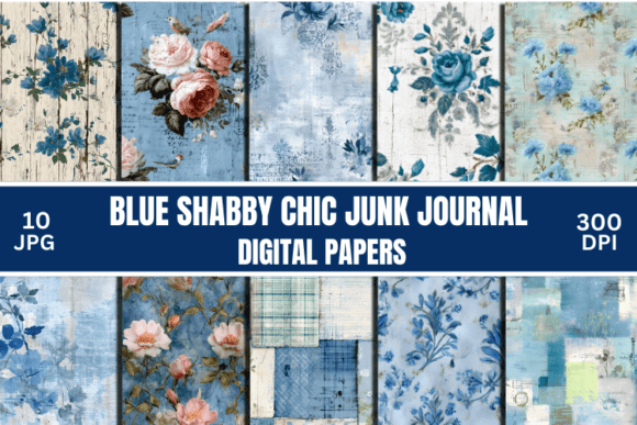 Blue Shabby Chic Junk Journal Scrapbook: Vintage Elegance