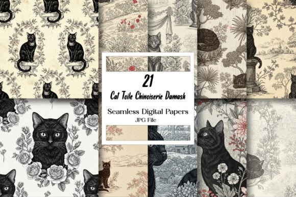 Cat Toile Chinoiserie Damask Digital: A Designer's Whimsical Toolkit