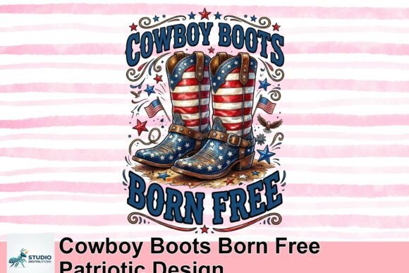 Cowboy Boots Born Free: A Patriotic Design for Bold Creators