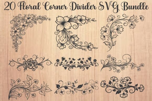 Floral Corner Divider Bundle: 20 Elegant Design Assets