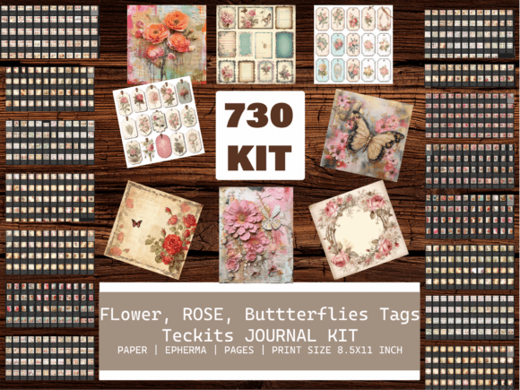 Flowers Butterfly Rose Tags Junk Journal: A Complete Creative Kit
