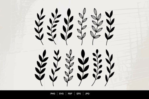 Minimal Leaf Branch SVG Set: Versatile Nature Elements