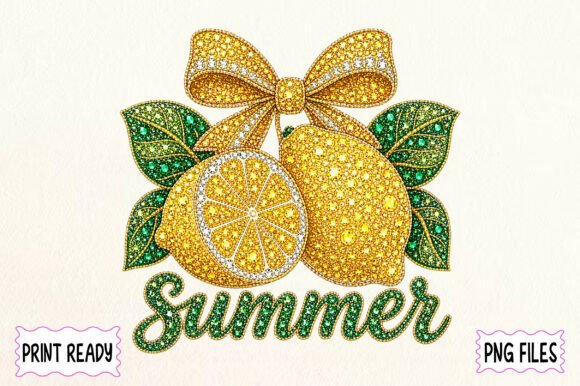 Summer Lemon Rhinestone PNG Design: A Burst of Sparkle for Your Brand